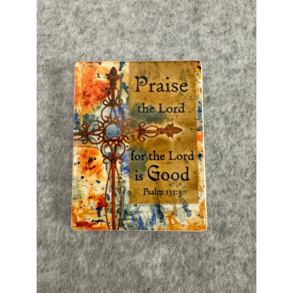 Vintage Ceramic Inspirational Magnet by D. Sullivan Praise the Lord 2.5" x 3"